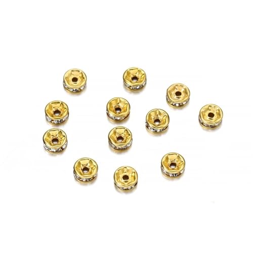 50/100 Stück 4 6 8 10 mm Strass Rondellen Kristallperlen Lose Abstandsperlen zur DIY Schmuckherstellung Zubehör Zubehör FüR ArmbäNder Diy Schmuckherstellung(Gold,6mm x 50Pcs) von WJLYDM