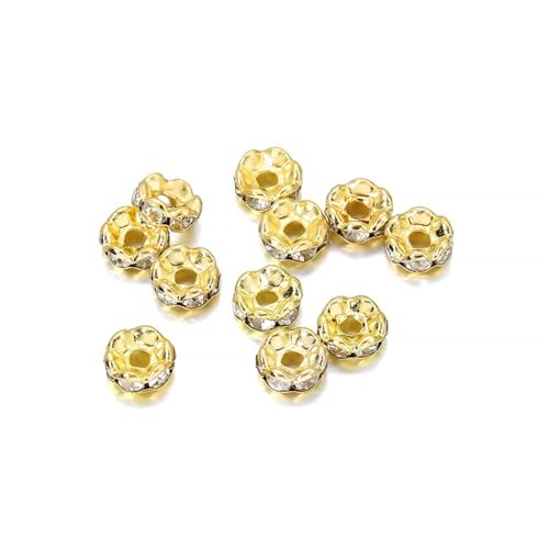 50/100 Stück 4 6 8 10 mm Strass Rondellen Kristallperlen Lose Abstandsperlen zur DIY Schmuckherstellung Zubehör Zubehör FüR ArmbäNder Diy Schmuckherstellung(Gold 02,10mm x 50Pcs) von WJLYDM