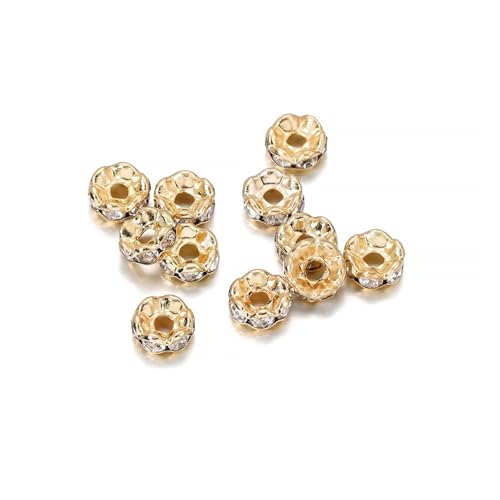 50/100 Stück 4 6 8 10 mm Strass Rondellen Kristallperlen Lose Abstandsperlen zur DIY Schmuckherstellung Zubehör Zubehör FüR ArmbäNder Diy Schmuckherstellung(KC gold,4mm x 100Pcs) von WJLYDM