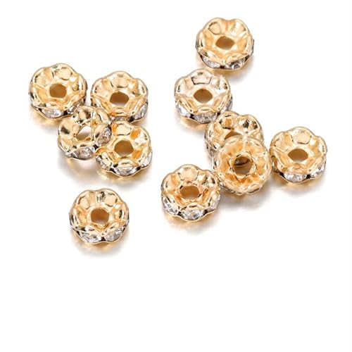 50/100 Stück 4 6 8 10 mm Strass Rondellen Kristallperlen Lose Abstandsperlen zur DIY Schmuckherstellung Zubehör Zubehör FüR ArmbäNder Diy Schmuckherstellung(KC gold 02,4mm x 50Pcs) von WJLYDM