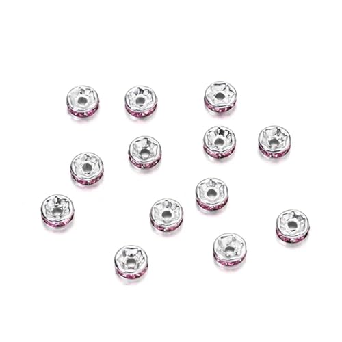 50/100 Stück 4 6 8 10 mm Strass Rondellen Kristallperlen Lose Abstandsperlen zur DIY Schmuckherstellung Zubehör Zubehör FüR ArmbäNder Diy Schmuckherstellung(Pink,10mm x 100Pcs) von WJLYDM
