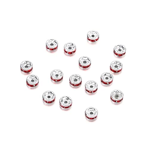 50/100 Stück 4 6 8 10 mm Strass Rondellen Kristallperlen Lose Abstandsperlen zur DIY Schmuckherstellung Zubehör Zubehör FüR ArmbäNder Diy Schmuckherstellung(Red,6mm x 100Pcs) von WJLYDM