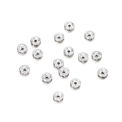 50/100 Stück 4 6 8 10 mm Strass Rondellen Kristallperlen Lose Abstandsperlen zur DIY Schmuckherstellung Zubehör Zubehör FüR ArmbäNder Diy Schmuckherstellung(Silver,8mm x 50Pcs) von WJLYDM
