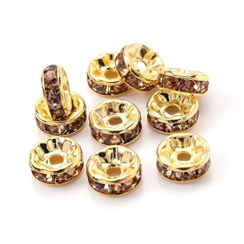 50/100 Stück Strass-Abstandshalterperlen Mix Farbe Kristall Metall Abstandshalter for Schmuckherstellung DIY Ohrringe Armbänder Zubehör FüR ArmbäNder Diy Schmuckherstellung(Brown gold,4mm 50pcs) von WJLYDM