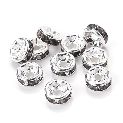 50/100 Stück Strass-Abstandshalterperlen Mix Farbe Kristall Metall Abstandshalter for Schmuckherstellung DIY Ohrringe Armbänder Zubehör FüR ArmbäNder Diy Schmuckherstellung(Gray,4mm 50pcs) von WJLYDM