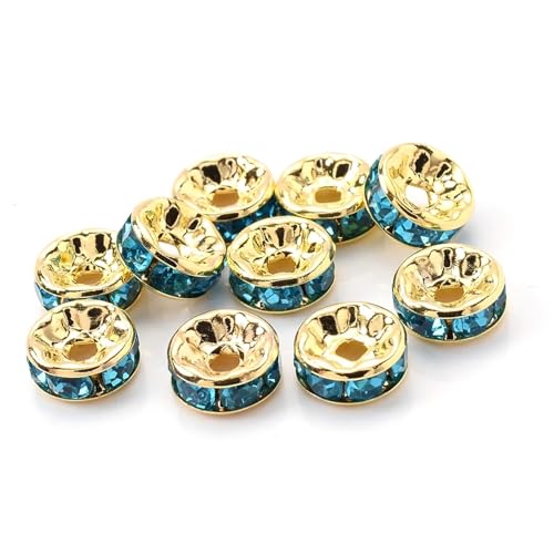 50/100 Stück Strass-Abstandshalterperlen Mix Farbe Kristall Metall Abstandshalter for Schmuckherstellung DIY Ohrringe Armbänder Zubehör FüR ArmbäNder Diy Schmuckherstellung(Lake blue gold,6mm 100pcs) 50/100 Stück Strass-Abstandshalterperlen Mix Farbe Kristall Metall Abstandshalter for Schmuckherstellung DIY Ohrringe Armbänder Zubehör FüR ArmbäNder Diy Schmuckherstellung(Lake blue gold,6mm 100pcs) von WJLYDM