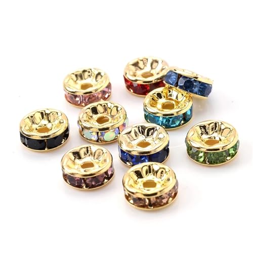 50/100 Stück Strass-Abstandshalterperlen Mix Farbe Kristall Metall Abstandshalter for Schmuckherstellung DIY Ohrringe Armbänder Zubehör FüR ArmbäNder Diy Schmuckherstellung(Mix gold,4mm 100pcs) von WJLYDM