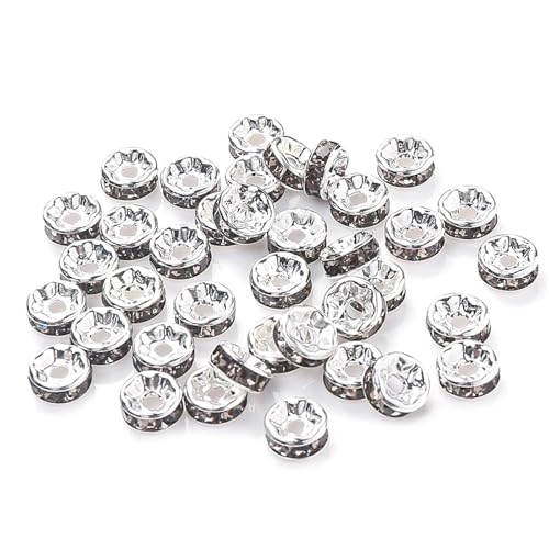 50/100 Stück Strass-Abstandshalterperlen Mix Farbe Kristall Metall Abstandshalter for Schmuckherstellung DIY Ohrringe Armbänder Zubehör FüR ArmbäNder Diy Schmuckherstellung(White,6mm 50pcs) von WJLYDM