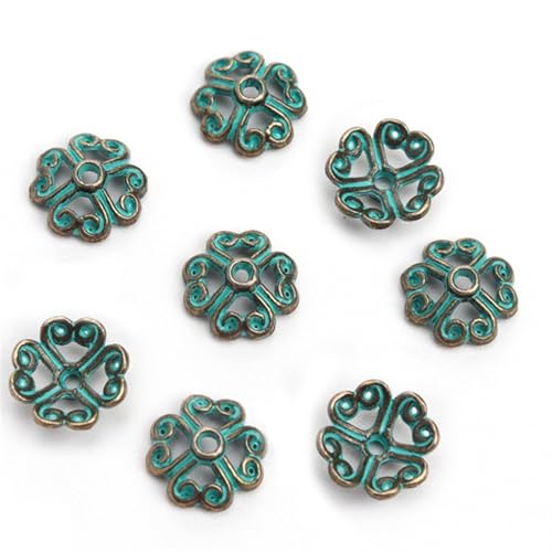 50 STÜCKE 10 Stile Antike Grüne Farbe Metall Spacer Perlenkappe for Diy Schmuckherstellung Zubehör Groß FüR ArmbäNder Diy Schmuckherstellung(Color-3) von WJLYDM