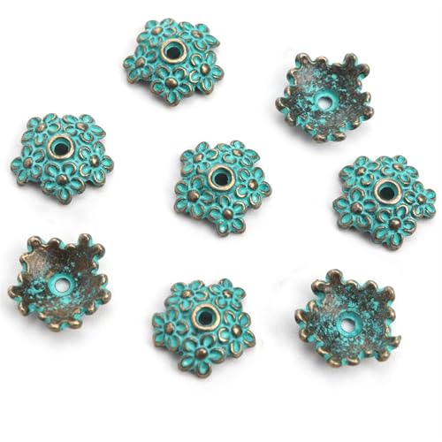 50 STÜCKE 10 Stile Antike Grüne Farbe Metall Spacer Perlenkappe for Diy Schmuckherstellung Zubehör Groß FüR ArmbäNder Diy Schmuckherstellung(Color-4) von WJLYDM