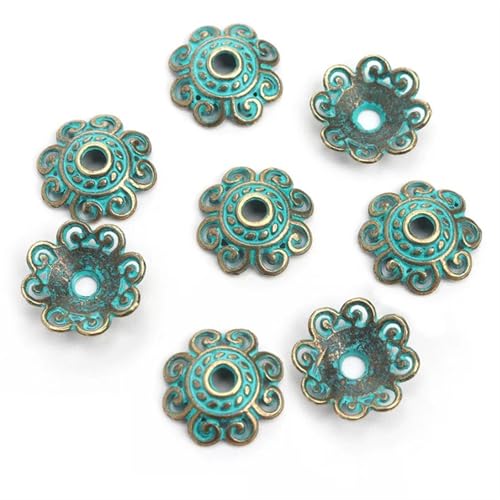 50 STÜCKE 10 Stile Antike Grüne Farbe Metall Spacer Perlenkappe for Diy Schmuckherstellung Zubehör Groß FüR ArmbäNder Diy Schmuckherstellung(Color-5) von WJLYDM