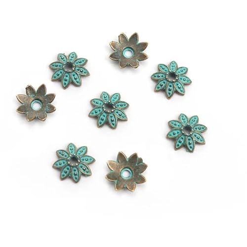 50 STÜCKE 10 Stile Antike Grüne Farbe Metall Spacer Perlenkappe for Diy Schmuckherstellung Zubehör Groß FüR ArmbäNder Diy Schmuckherstellung(Color-6) von WJLYDM