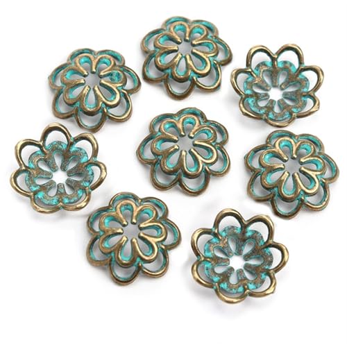 50 STÜCKE 10 Stile Antike Grüne Farbe Metall Spacer Perlenkappe for Diy Schmuckherstellung Zubehör Groß FüR ArmbäNder Diy Schmuckherstellung(Color-7) von WJLYDM