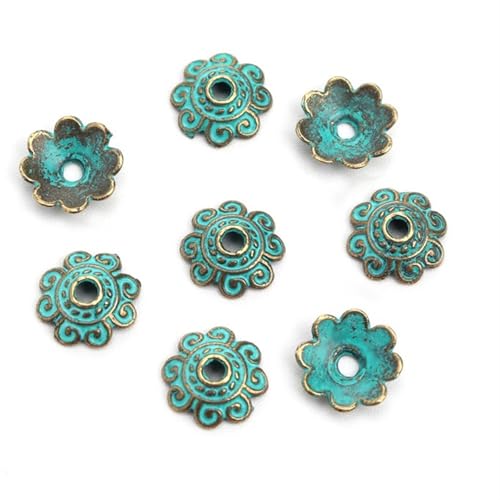 50 STÜCKE 10 Stile Antike Grüne Farbe Metall Spacer Perlenkappe for Diy Schmuckherstellung Zubehör Groß FüR ArmbäNder Diy Schmuckherstellung(Color-8) von WJLYDM