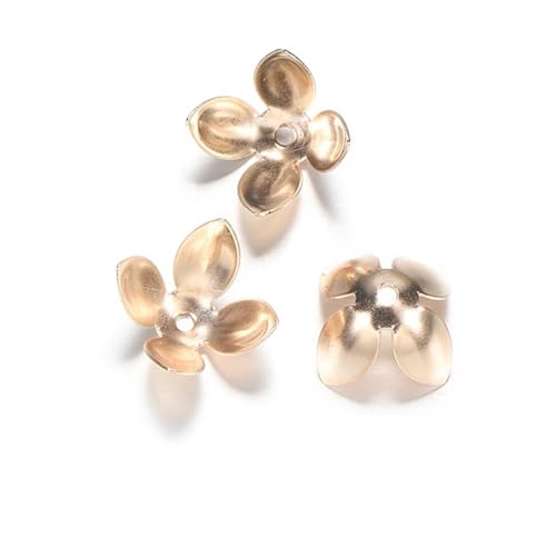 50 Stück 15 * 8mm vergoldete Metall Blumenperlenkappen Vier Blätter Bulk End Perlenkappe for Schmuckherstellung Zubehör DIY FüR ArmbäNder Diy Schmuckherstellung(KC Gold) von WJLYDM