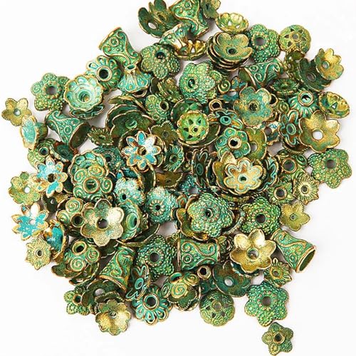 Über gemischte Stil 150 Stück Antik Grün Gold Endkappen for Schmuckherstellung 4–15 mm Damen Halskette Armband DIY Zubehör FüR ArmbäNder Diy Schmuckherstellung von WJLYDM