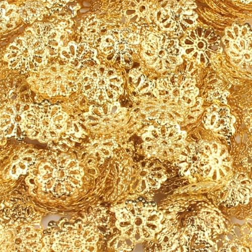 Überzogene Blütenblatt-End-Abstandshalterperlenkappen Perlenbecher zur Schmuckherstellung FüR ArmbäNder Diy Schmuckherstellung(18K Gold,200pcs) von WJLYDM