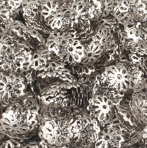 Überzogene Blütenblatt-End-Abstandshalterperlenkappen Perlenbecher zur Schmuckherstellung FüR ArmbäNder Diy Schmuckherstellung(Black,1000pcs) von WJLYDM