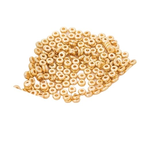 Vergoldete Spacer-Perlen zur Armbandherstellung, Perlen for Auffädeln von Schmuckbeschlägen, Zubehör zur Schmuckherstellung FüR ArmbäNder Diy Schmuckherstellung(14K gold plated,3 mm - 50 pieces) von WJLYDM