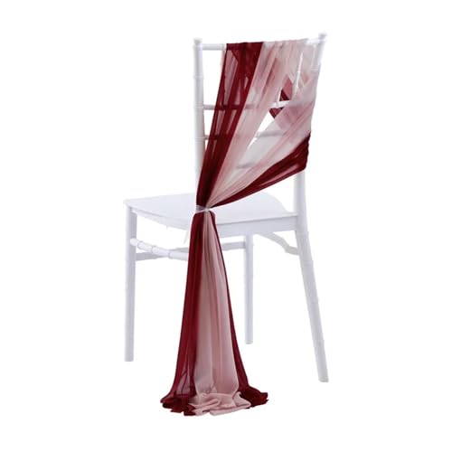 WJLYDM 10/50 Stücke 17x250cm Shiny Chiffon Stuhl Schärpen Set Schärpe Gaze Hochzeit Stuhlhussen Band Hochzeit Party Gang Stuhl Dekoration(Pink and Wine red,50pcs) von WJLYDM