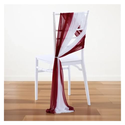 WJLYDM 10/50 Stücke 17x250cm Shiny Chiffon Stuhl Schärpen Set Schärpe Gaze Hochzeit Stuhlhussen Band Hochzeit Party Gang Stuhl Dekoration(Wine Red Set,10 pcs) von WJLYDM