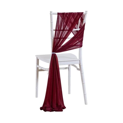 WJLYDM 10/50 Stücke 17x250cm Shiny Chiffon Stuhl Schärpen Set Schärpe Gaze Hochzeit Stuhlhussen Band Hochzeit Party Gang Stuhl Dekoration(Wine red,50pcs) von WJLYDM