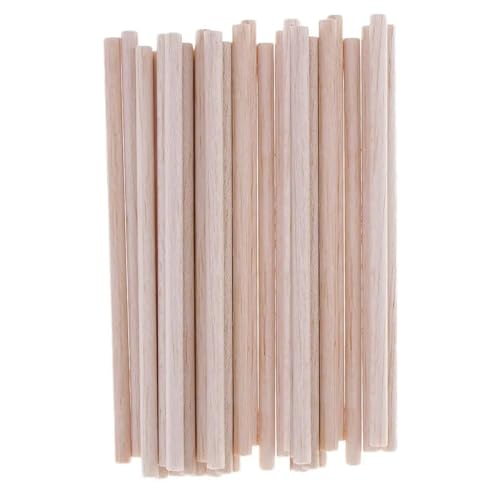 WJLYDM 120 Stück Balsaholzstäbchen, Holzdübelstangen, 15 mm Durchmesser, for Basteln, unbehandeltes Naturholz, 120 mm lang von WJLYDM