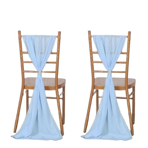 WJLYDM 2 Stücke Chiffon Stuhl Schärpen Fliege Band Knoten Abdeckung Sitzlehne Gürtel Tischläufer Hotel Bankett Land Hochzeit Party Event Dekor(Sky Blue) von WJLYDM