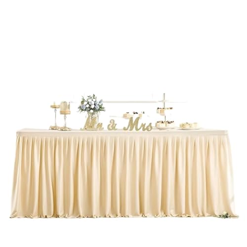 WJLYDM 4/6/9/14ft Tischrock Polyester Rüschen Tischdecke Rock for Geburtstagsfeier Bankett Party Hochzeit Brautdusche Tischdekoration(Champagne,6FT H78XL183cm) von WJLYDM
