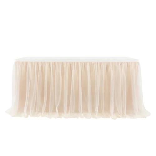 WJLYDM 4FT/6FT/9FT Tüll Tisch Rock Hochzeit Party Tutu Geschirr Tuch Geschlecht Offenbaren Geburtstag Party Home Dekoration(Champred,9FT 77x275cm) von WJLYDM