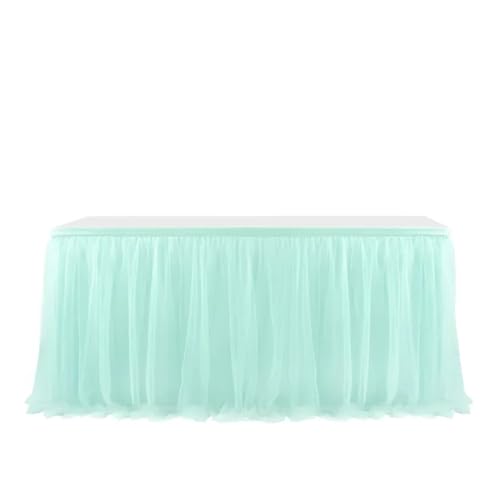 WJLYDM 4FT/6FT/9FT Tüll Tisch Rock Hochzeit Party Tutu Geschirr Tuch Geschlecht Offenbaren Geburtstag Party Home Dekoration(Lake Blue,6FT 77x183cm) von WJLYDM