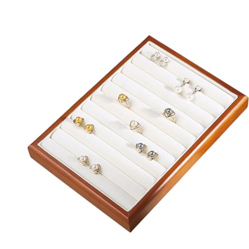 WJLYDM Schmuckschatulle, Ohrring-Organizer-Tablett, Holzgeschäfte, Uhrenetui, Samtringe, Ohrstecker, Ohrringhalter, Schmucktablett, Ohrring-Displaytablett FüR Schublade, Uhren, ZubehöR(For Ring) von WJLYDM