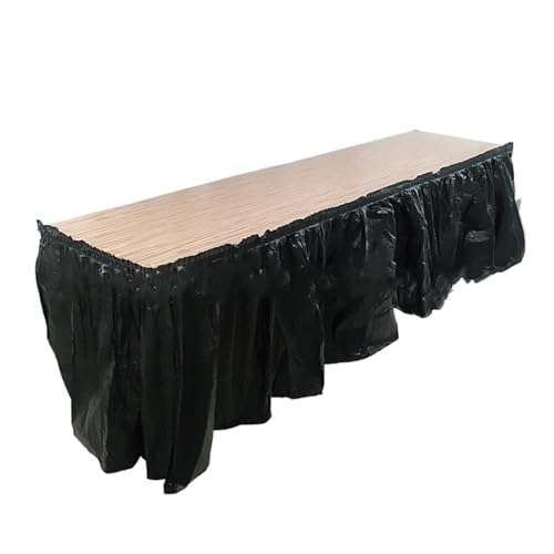 WJLYDM Tischrock, rechteckiger Tischdeckenrock for Abschlussfeiern, Hochzeiten, Geburtstagsfeiern(Black) von WJLYDM