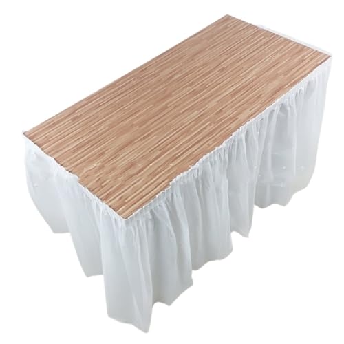 WJLYDM Tischrock, rechteckiger Tischdeckenrock for Abschlussfeiern, Hochzeiten, Geburtstagsfeiern(White) von WJLYDM