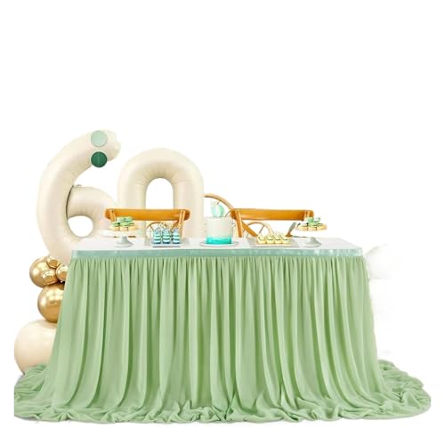 WJLYDM Tischrock Party Geburtstag Plissee Dessert Tischdecke Abdeckung Hochzeit Esstisch Dekor(Deep Green,14FT-78X427CM) von WJLYDM