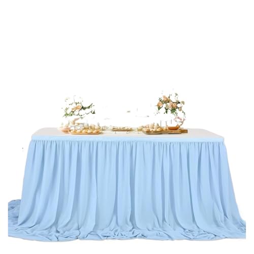 WJLYDM Tischrock Party Geburtstag Plissee Dessert Tischdecke Abdeckung Hochzeit Esstisch Dekor(Light Blue,9FT-78X275CM) von WJLYDM