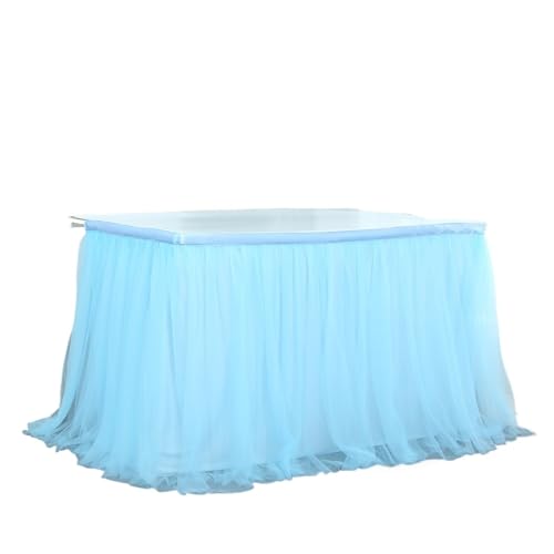 WJLYDM Tutu Tischkleid for Geburtstagsfeiern Halloween Desserts Plissee Tischkleid(Lake Blue) von WJLYDM