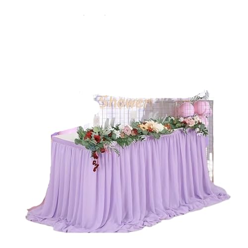 Weißer Tischrock for Chiffon-Hochzeitstischdecke Stoff for Schatztisch Geburtstagsfeier Kuchentisch Decora(Purple,70x183cm) von WJLYDM