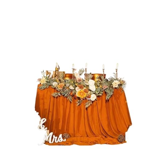 Weißer Tischrock for Chiffon-Hochzeitstischdecke Stoff for Schatztisch Geburtstagsfeier Kuchentisch Decora(Rust red,70X275cm) von WJLYDM