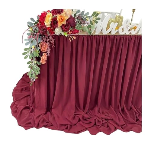 Weißer Tischrock for Chiffon-Hochzeitstischdecke Stoff for Schatztisch Geburtstagsfeier Kuchentisch Decora(Wine red,70X426cm) von WJLYDM
