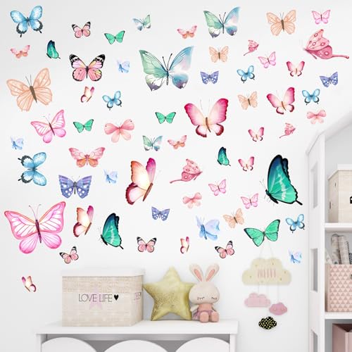 WJUAN 3x Schmetterling Wandtattoo Nachtlicht Rosa | Selbstklebende Wandsticker für Kinderzimmer, Mädchenzimmer, Wohnzimmer, Bad & Schlafzimmer (30x20 cm) von WJUAN