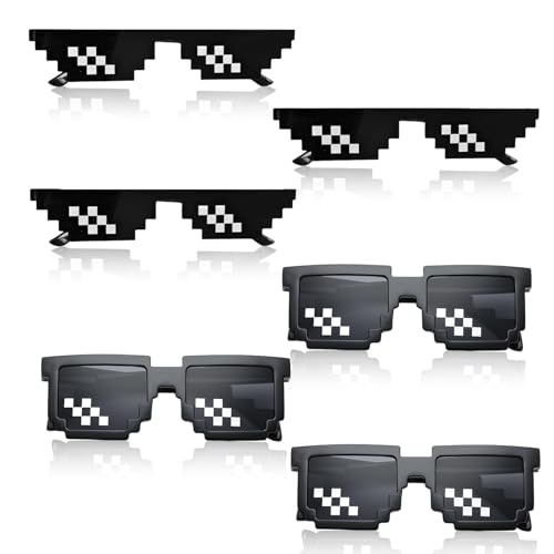 WJUAN 6 Stück Pixel Brille, Personalisierte Lustige Brille, Mosaik Party Brillen, Bieten 2 Muster, für Schießen, Party, Dekoration von WJUAN