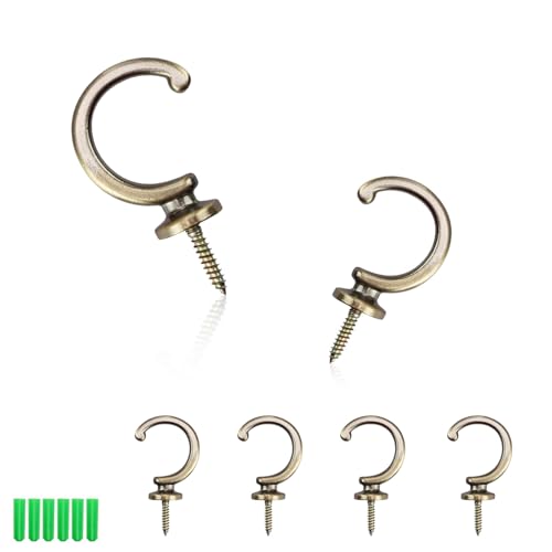 WJUAN Curtain Holder 6 Stück, Bronze Aluminiumlegierungsmaterial, G-förmige Schraubhaken, Retro-Stil, Wandmontiertes Vorhanghaken, Mit Spreizrohr und Schrauben, Geeignet Vorhänge, Mäntel, Taschen WJUAN Curtain Holder 6 Stück, Bronze Aluminiumlegierungsmaterial, G-förmige Schraubhaken, Retro-Stil, Wandmontiertes Vorhanghaken, Mit Spreizrohr und Schrauben, Geeignet Vorhänge, Mäntel, Taschen von WJUAN