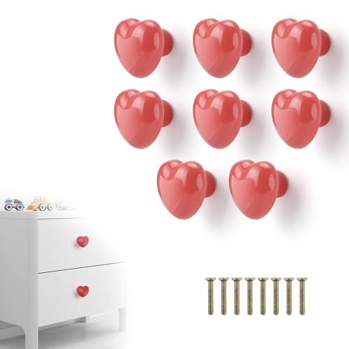 WJUAN Keramik Möbelgriffe, 8 Stück Rosa, Möbelknöpfe, Herzförmiges Design, mit Schrauben, Griffe Kommode, Geeignet für Schminktisch, Schlafzimmer, Badezimmer, Wohnzimmer WJUAN Keramik Möbelgriffe, 8 Stück Rosa, Möbelknöpfe, Herzförmiges Design, mit Schrauben, Griffe Kommode, Geeignet für Schminktisch, Schlafzimmer, Badezimmer, Wohnzimmer von WJUAN
