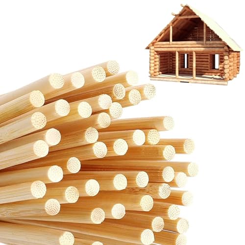WJWINER 80 Stück Holzstab, Bastelhölzer, Holzstäbchen Rund,Rundstab aus Massiv-Holz Rund, Bambusstäbe zum Basteln, Rundstäbe für DIY Arts Craft Basteln Dekoration(30cm x 8mm) von WJWINER