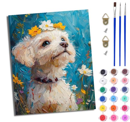Malen Nach Zahlen DIY auf Leinwand Kit für Anfänger Bichon Frisé DIY Handgemalt Ölgemälde Leinwand Kit für Anfänger und Erwachsene Mit Rahmen 40 x 50 cm Malen Nach Zahlen DIY auf Leinwand Kit für Anfänger Bichon Frisé DIY Handgemalt Ölgemälde Leinwand Kit für Anfänger und Erwachsene Mit Rahmen 40 x 50 cm von WJWWANG