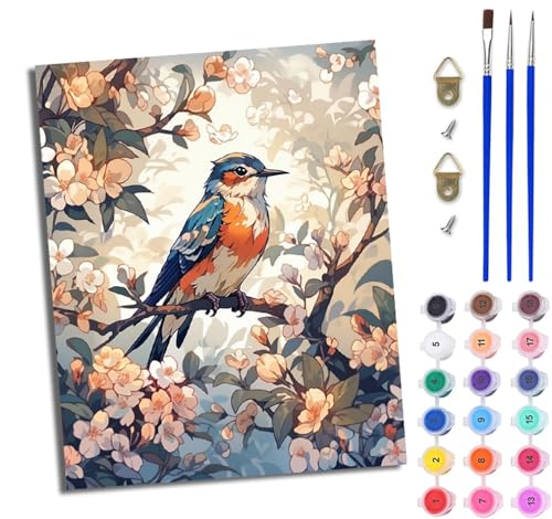Malen Nach Zahlen DIY auf Leinwand Kit für Anfänger Blumen, Zweige, Vögel DIY Handgemalt Ölgemälde Leinwand Kit für Anfänger und Erwachsene Mit Rahmen 40 x 50 cm Malen Nach Zahlen DIY auf Leinwand Kit für Anfänger Blumen, Zweige, Vögel DIY Handgemalt Ölgemälde Leinwand Kit für Anfänger und Erwachsene Mit Rahmen 40 x 50 cm von WJWWANG