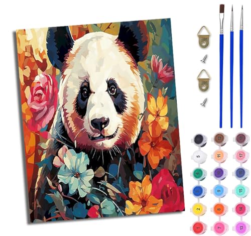 Malen Nach Zahlen DIY auf Leinwand Kit für Anfänger Cartoon-Riesenpanda-Blumen DIY Handgemalt Ölgemälde Leinwand Kit für Anfänger und Erwachsene Mit Rahmen 40 x 50 cm Malen Nach Zahlen DIY auf Leinwand Kit für Anfänger Cartoon-Riesenpanda-Blumen DIY Handgemalt Ölgemälde Leinwand Kit für Anfänger und Erwachsene Mit Rahmen 40 x 50 cm von WJWWANG