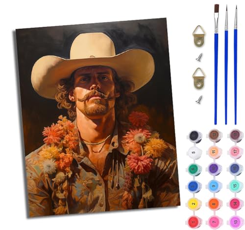 Malen Nach Zahlen DIY auf Leinwand Kit für Anfänger Cowboyhut mit Blumenmuster für Herren DIY Handgemalt Ölgemälde Leinwand Kit für Anfänger und Erwachsene Mit Rahmen 40 x 50 cm Malen Nach Zahlen DIY auf Leinwand Kit für Anfänger Cowboyhut mit Blumenmuster für Herren DIY Handgemalt Ölgemälde Leinwand Kit für Anfänger und Erwachsene Mit Rahmen 40 x 50 cm von WJWWANG