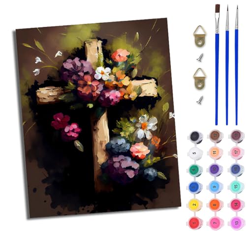 Malen Nach Zahlen DIY auf Leinwand Kit für Anfänger Fantasie-Blumenkreuz DIY Handgemalt Ölgemälde Leinwand Kit für Anfänger und Erwachsene Mit Rahmen 40 x 50 cm Malen Nach Zahlen DIY auf Leinwand Kit für Anfänger Fantasie-Blumenkreuz DIY Handgemalt Ölgemälde Leinwand Kit für Anfänger und Erwachsene Mit Rahmen 40 x 50 cm von WJWWANG